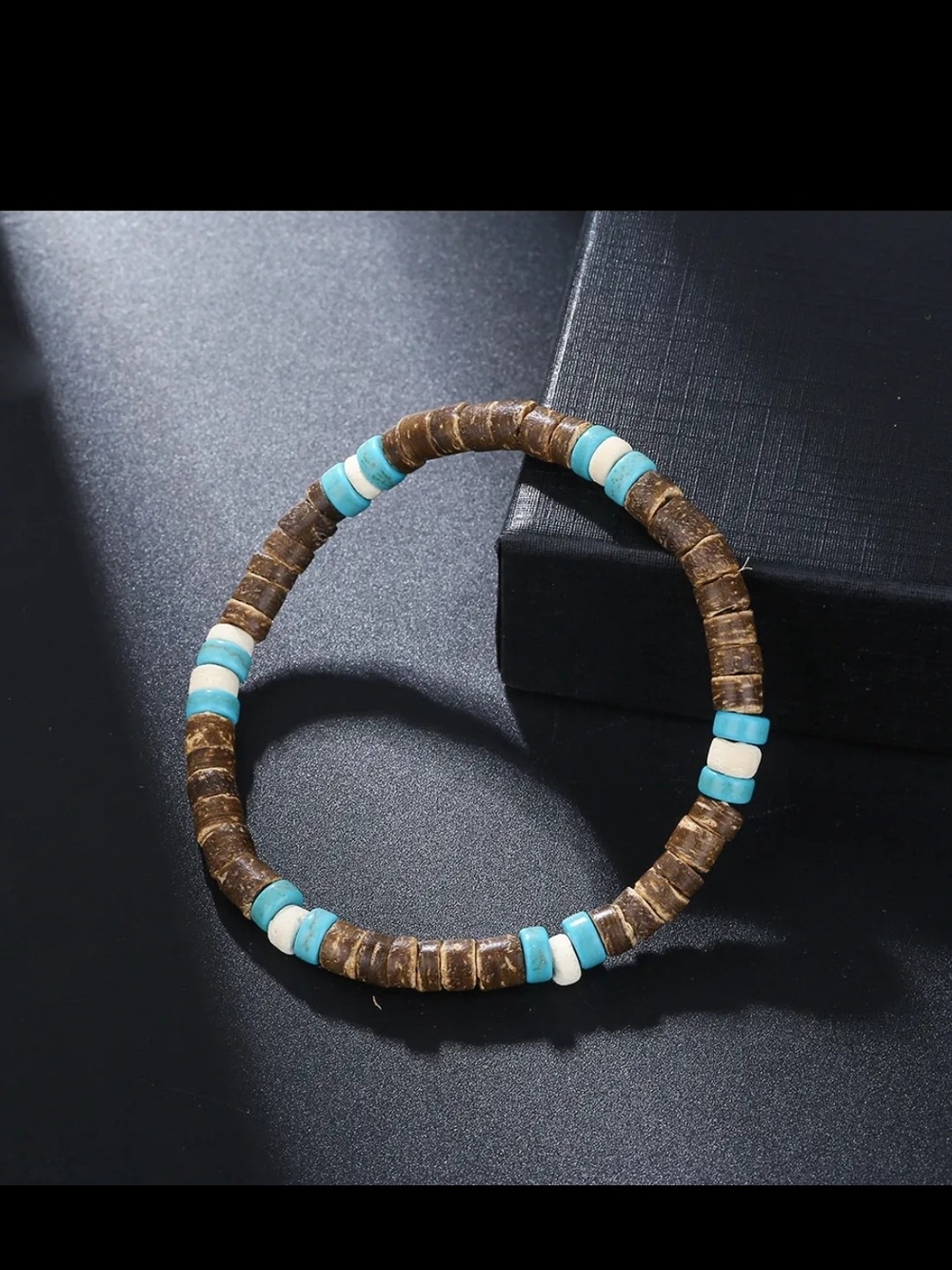 Turquoise Brown Beaded Stretch Bracelet - Women Jewelry